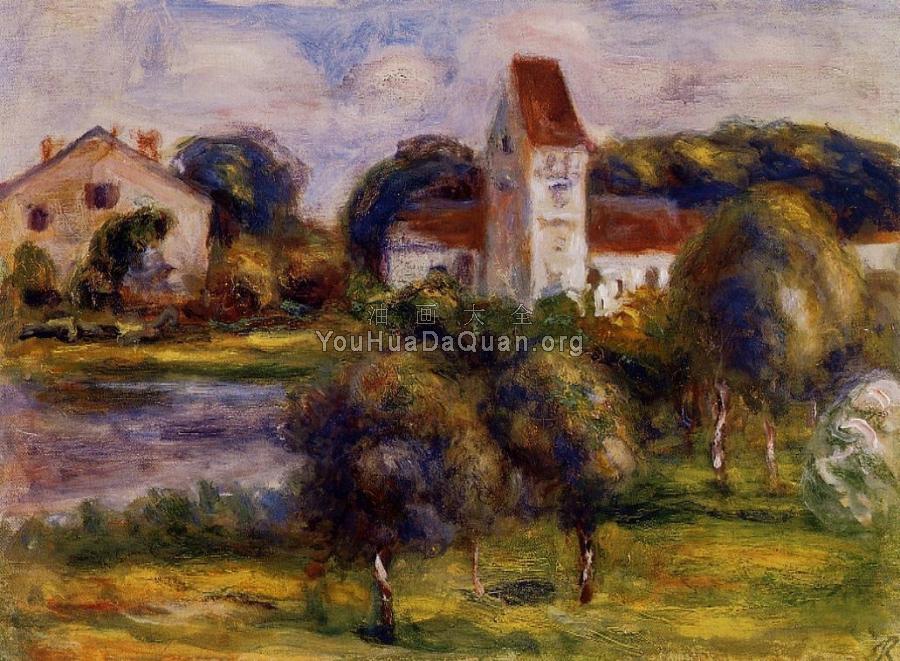 Breton Landscape, Church and Orchard - 皮埃尔·奥古斯特·雷诺阿